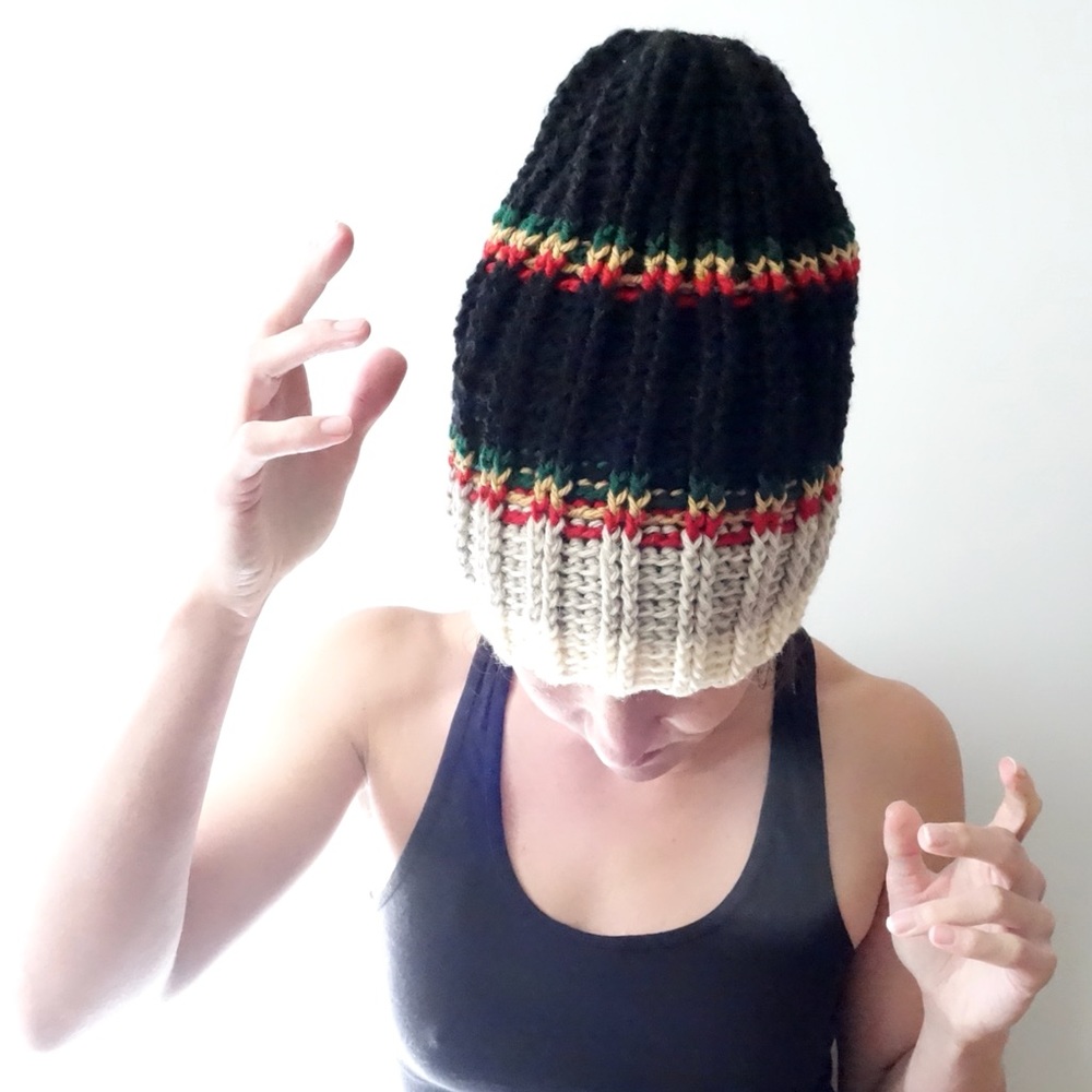 OVERSIZED Rasta Beanie chunky knit beanie